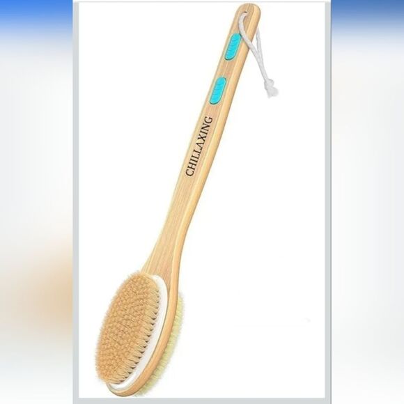 Long Handle Back Scrubber and Body Exfoliator Wood Dual Sided NWT - Picture 4 of 7